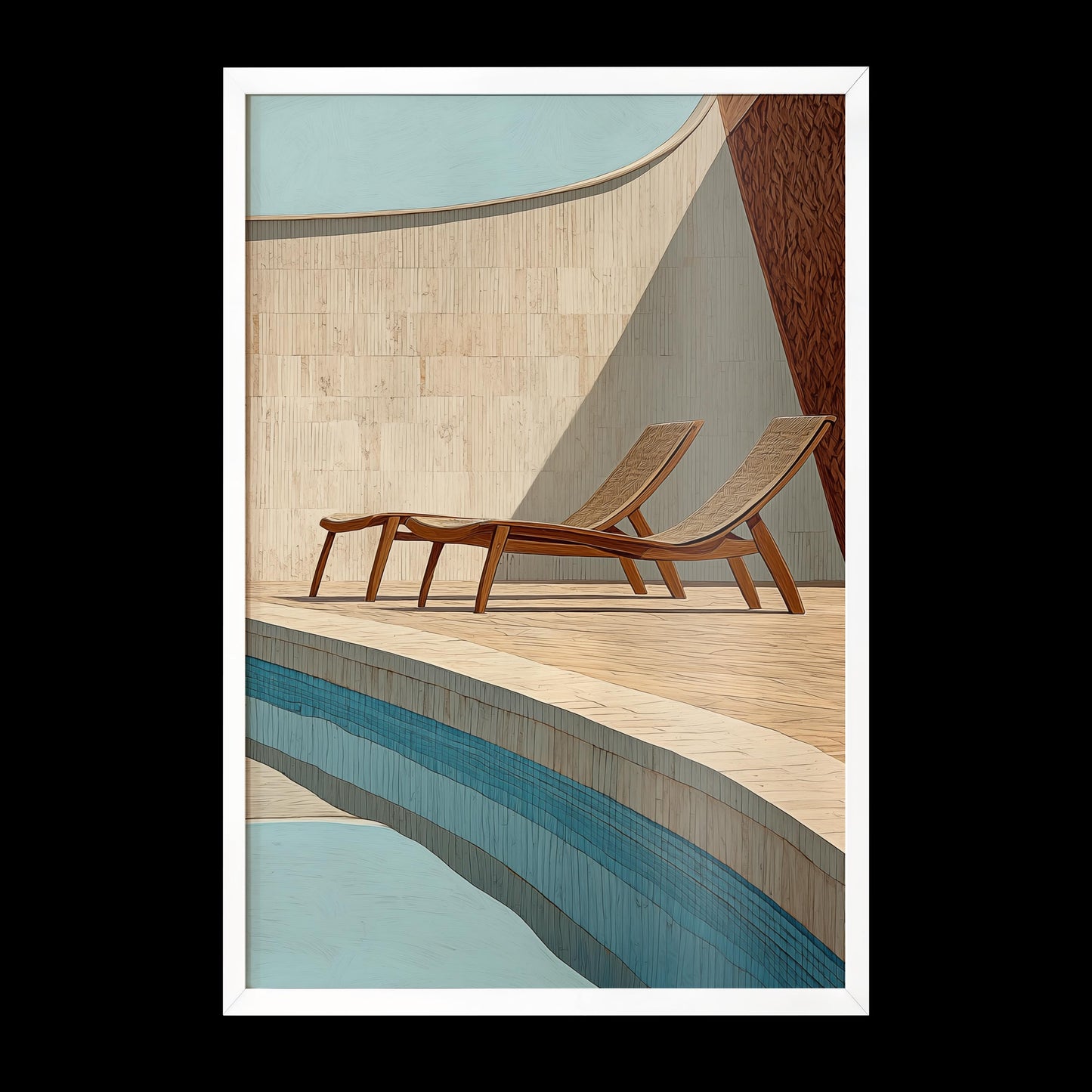 Balinese Architecture Art Print Style 3 | Hiroshi Nagai Inspired | Beige and Brown | Boho Bali Style | Tropical Minimalism