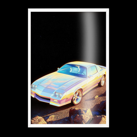 Ethereal Classic Camaro Wall Art - Retro Vintage Style Car Poster - Iconic Muscle Car Art Print for Auto Enthusiasts