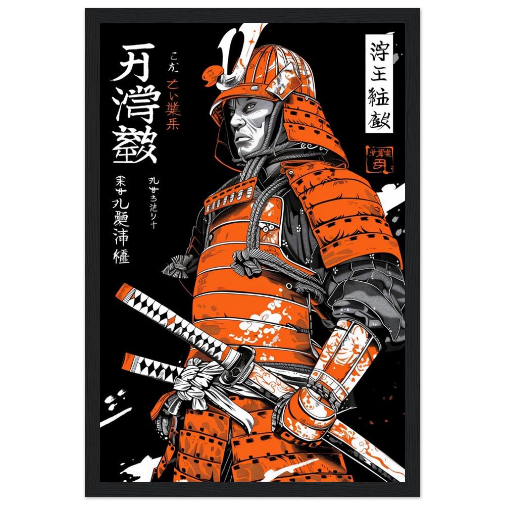 Orange and White Ukiyo-e Samurai Print | Traditional Japanese Art | Semi-Gloss Finish | Wall Art | Home or Office Decor