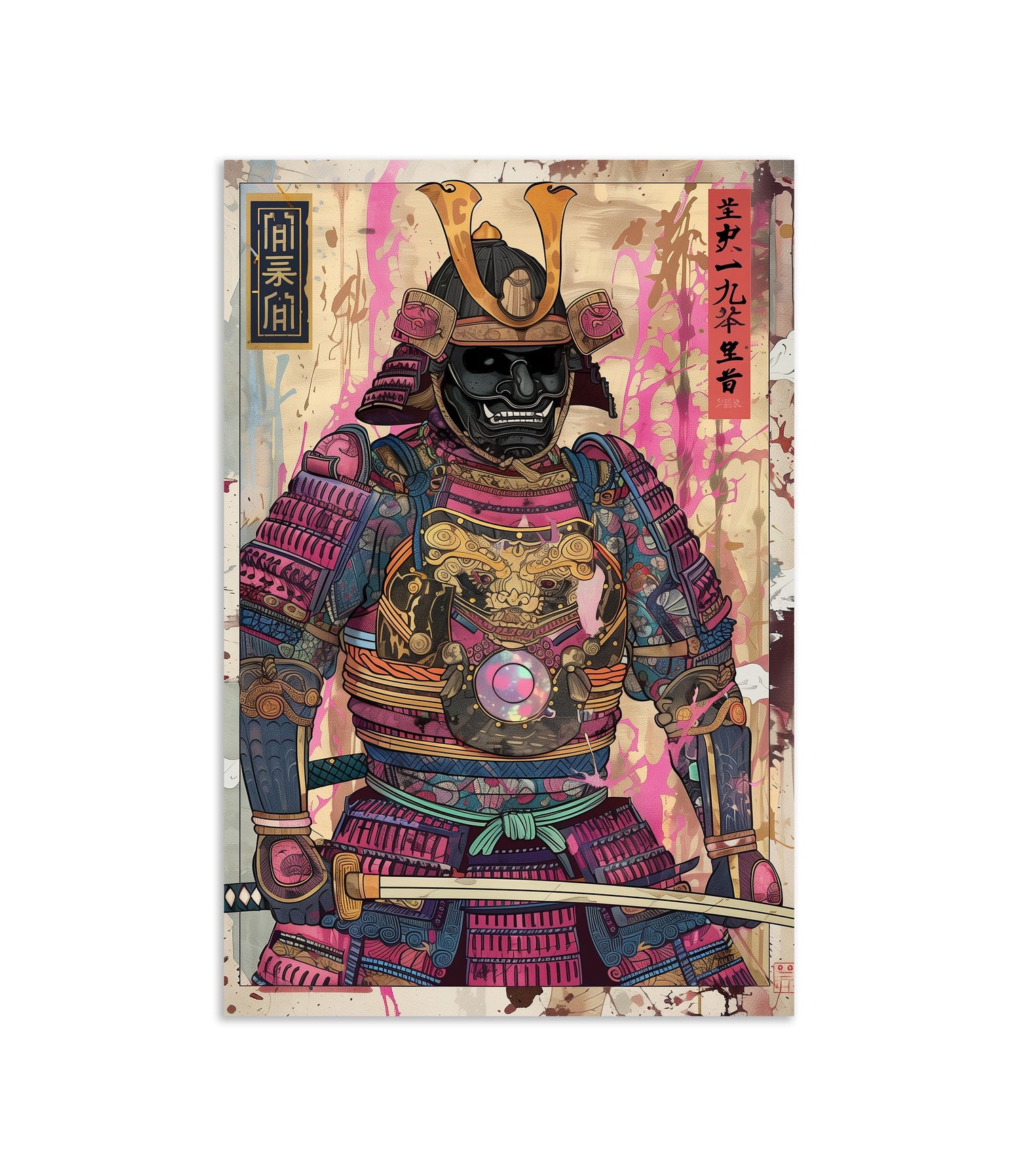 Opal Samurai Comic Book Style Art Print | Semi-Gloss Poster, Aluminum, Framed Options | Japanese Warrior Decor | Wall Art