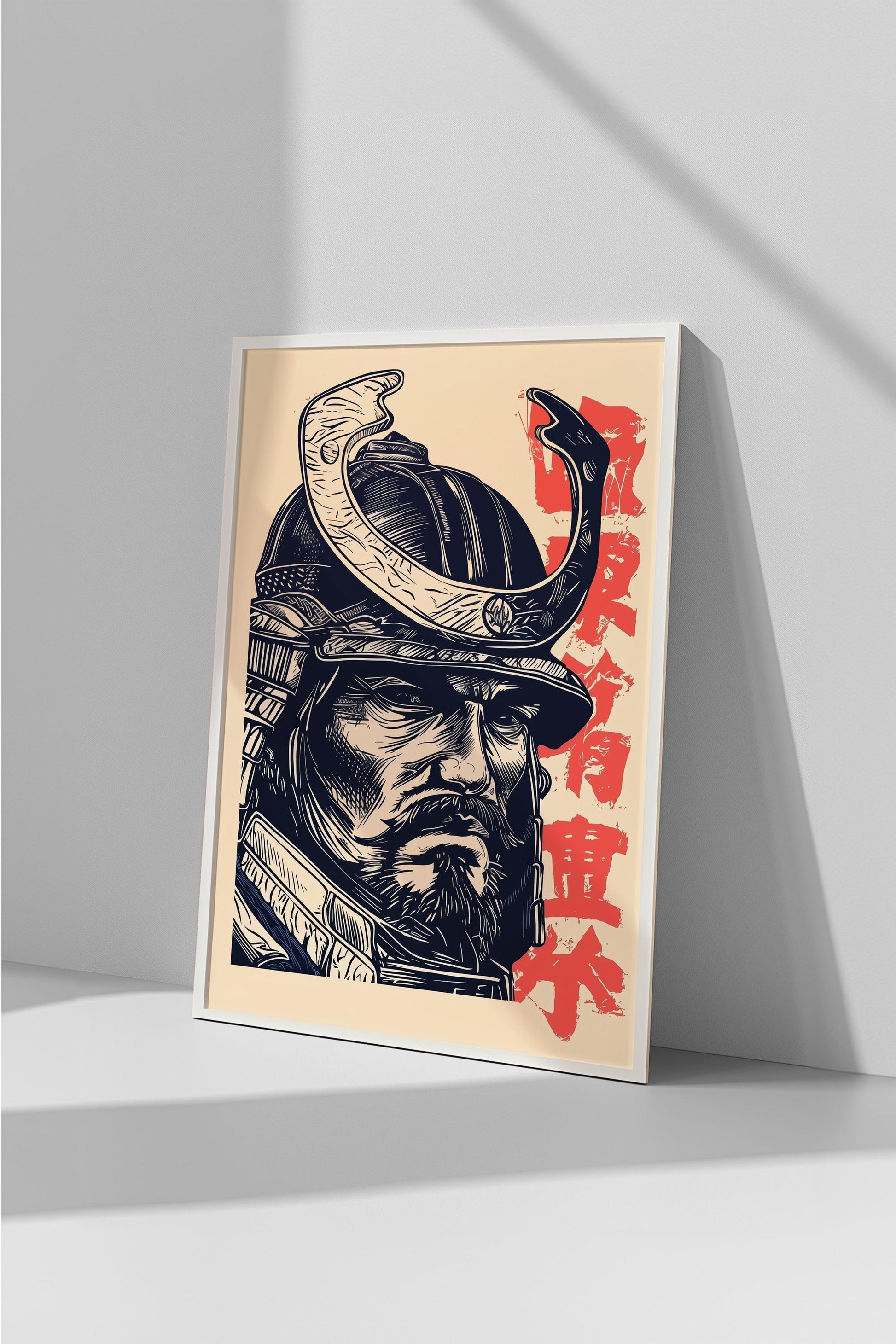 Minimalist Samurai Poster | Modern Japanese Art | Elegant Design | Semi-Gloss Finish | Contemporary Warrior Illustration