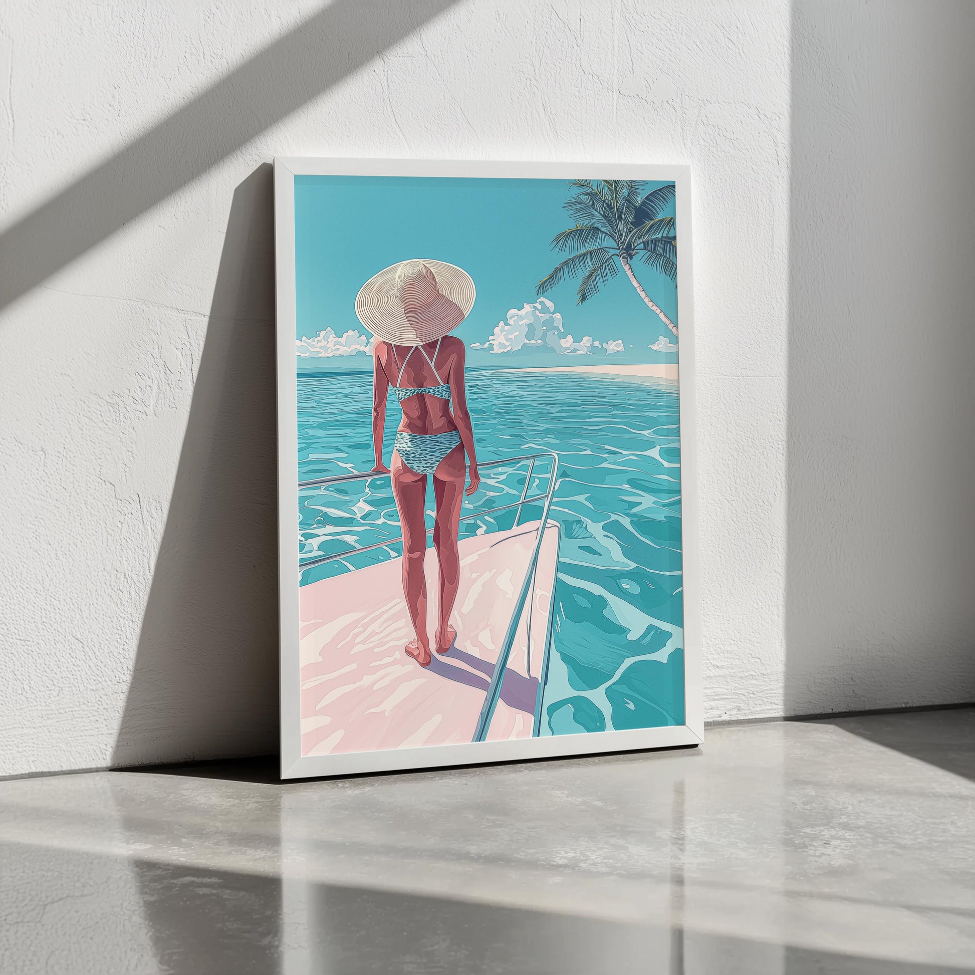 Set of 3 Retro Minimalist Beach Wall Art | Hiroshi Nagai Inspired | Coastal Decor | Semi-Gloss Finish | Pastel Colors