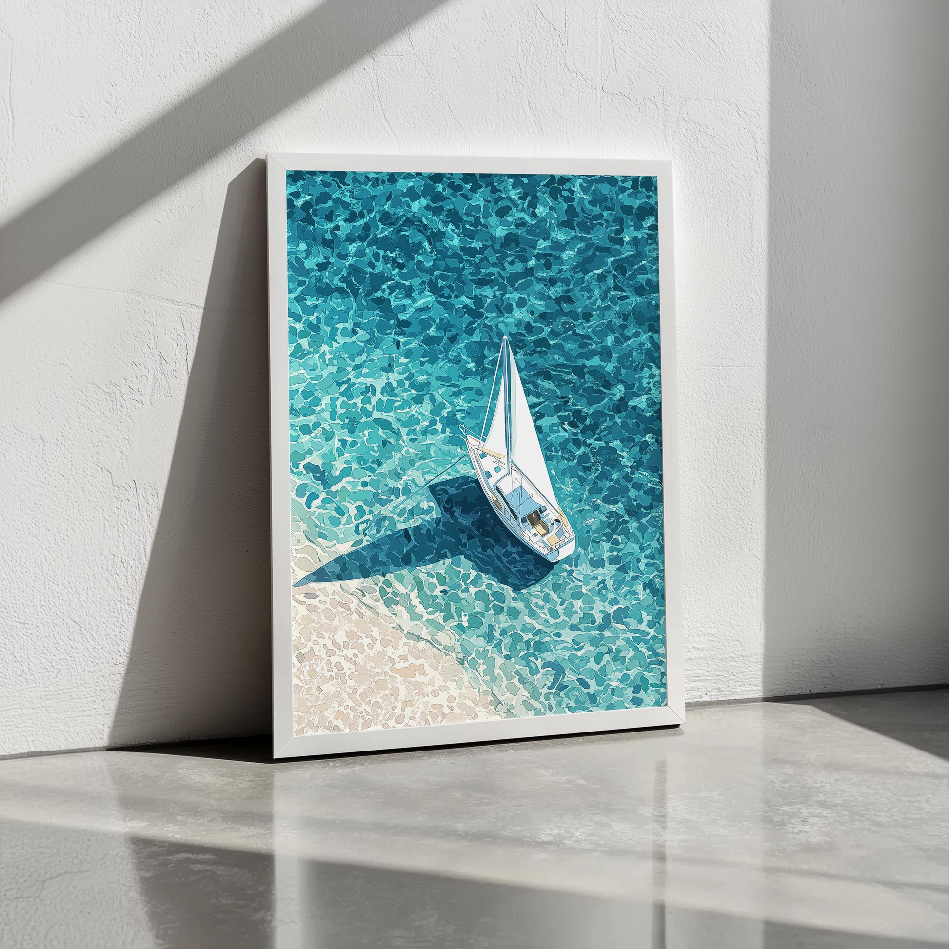 Set of 3 Retro Minimalist Beach Wall Art | Hiroshi Nagai Inspired | Coastal Decor | Semi-Gloss Finish | Pastel Colors