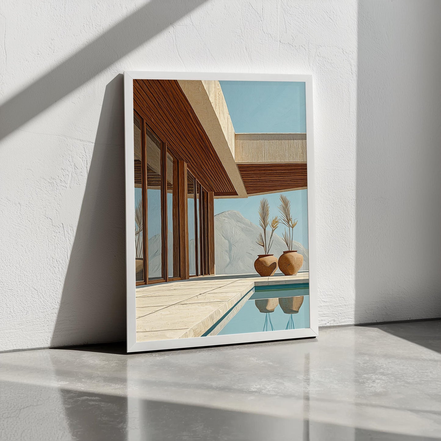 Balinese Architecture Art Print Style 1 | Hiroshi Nagai Inspired | Beige and Brown | Boho Bali Style | Tropical Minimalism