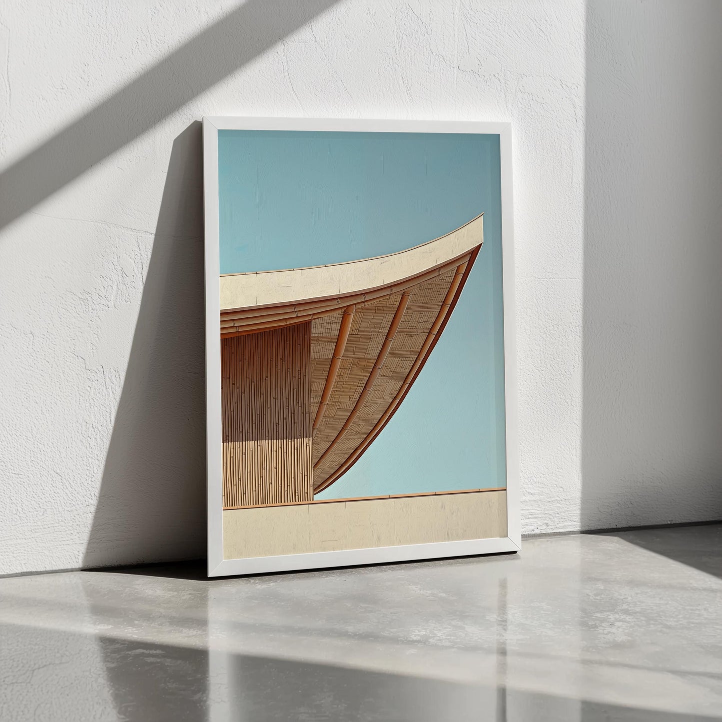 Balinese Architecture Art Print Style 2 | Hiroshi Nagai Inspired | Beige and Brown | Boho Bali Style | Tropical Minimalism