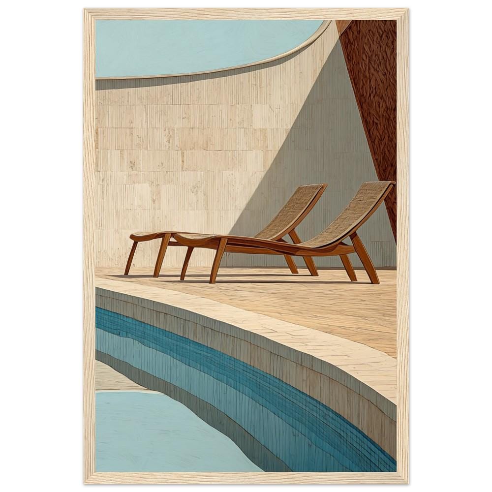 Balinese Architecture Art Print Style 3 | Hiroshi Nagai Inspired | Beige and Brown | Boho Bali Style | Tropical Minimalism