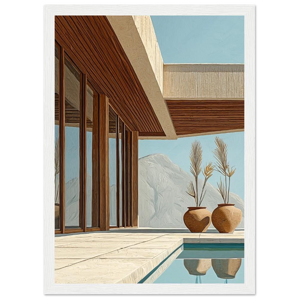 Balinese Architecture Art Print Style 1 | Hiroshi Nagai Inspired | Beige and Brown | Boho Bali Style | Tropical Minimalism