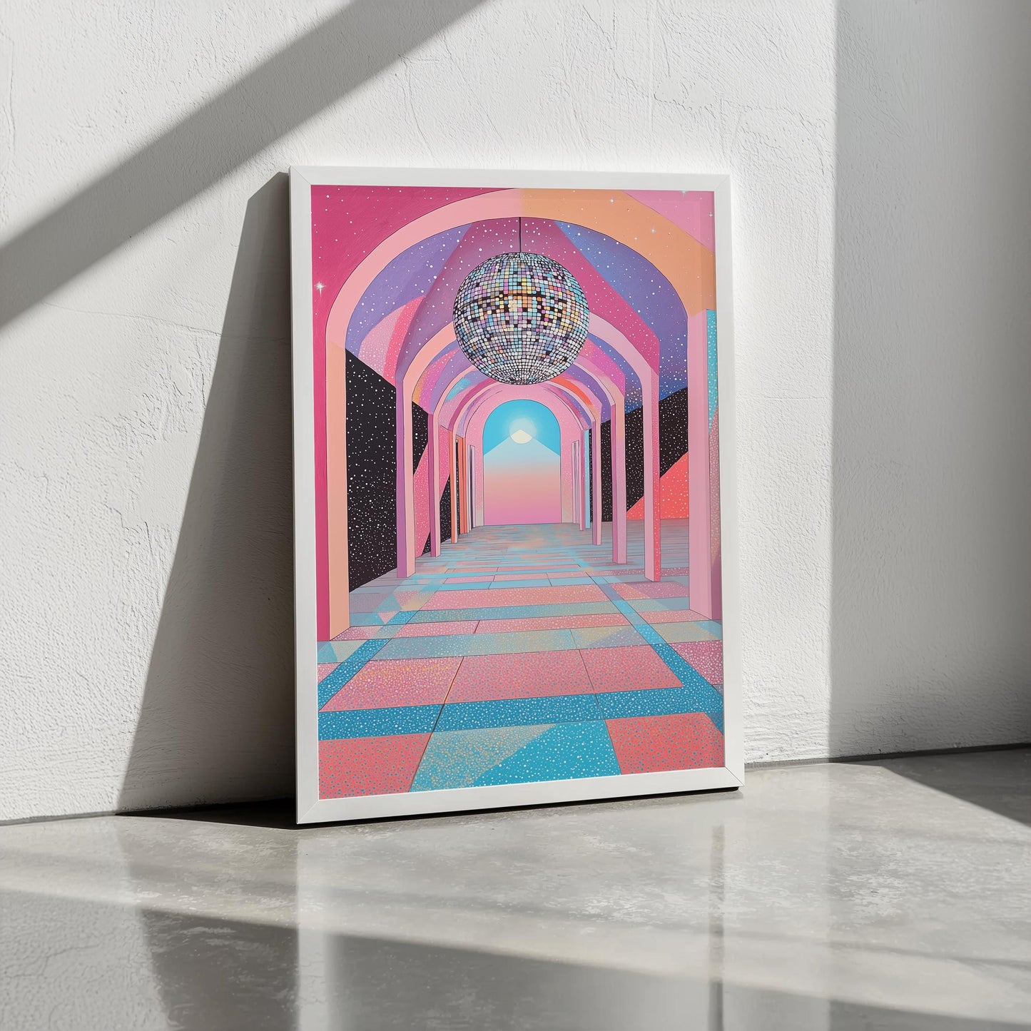 Ethereal Disco Art Print | Hiroshi Nagai Inspired | Disco in Space | Retro Futurism | Minimalist Design | Semi-Gloss Finish