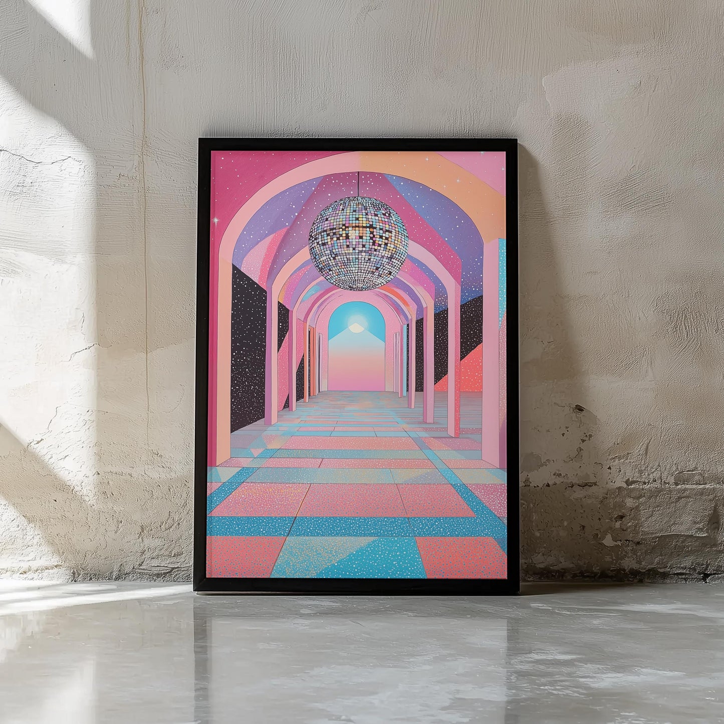 Ethereal Disco Art Print | Hiroshi Nagai Inspired | Disco in Space | Retro Futurism | Minimalist Design | Semi-Gloss Finish