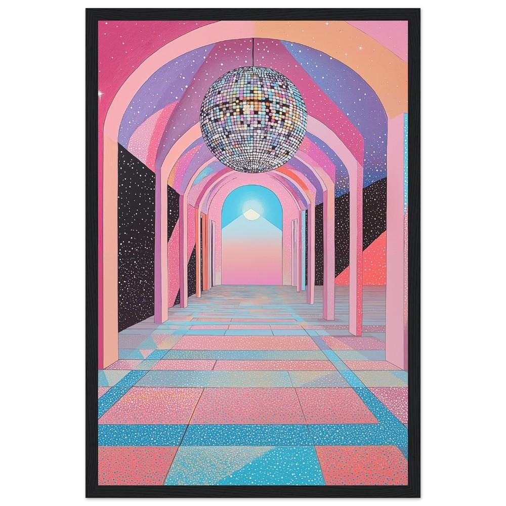 Ethereal Disco Art Print | Hiroshi Nagai Inspired | Disco in Space | Retro Futurism | Minimalist Design | Semi-Gloss Finish