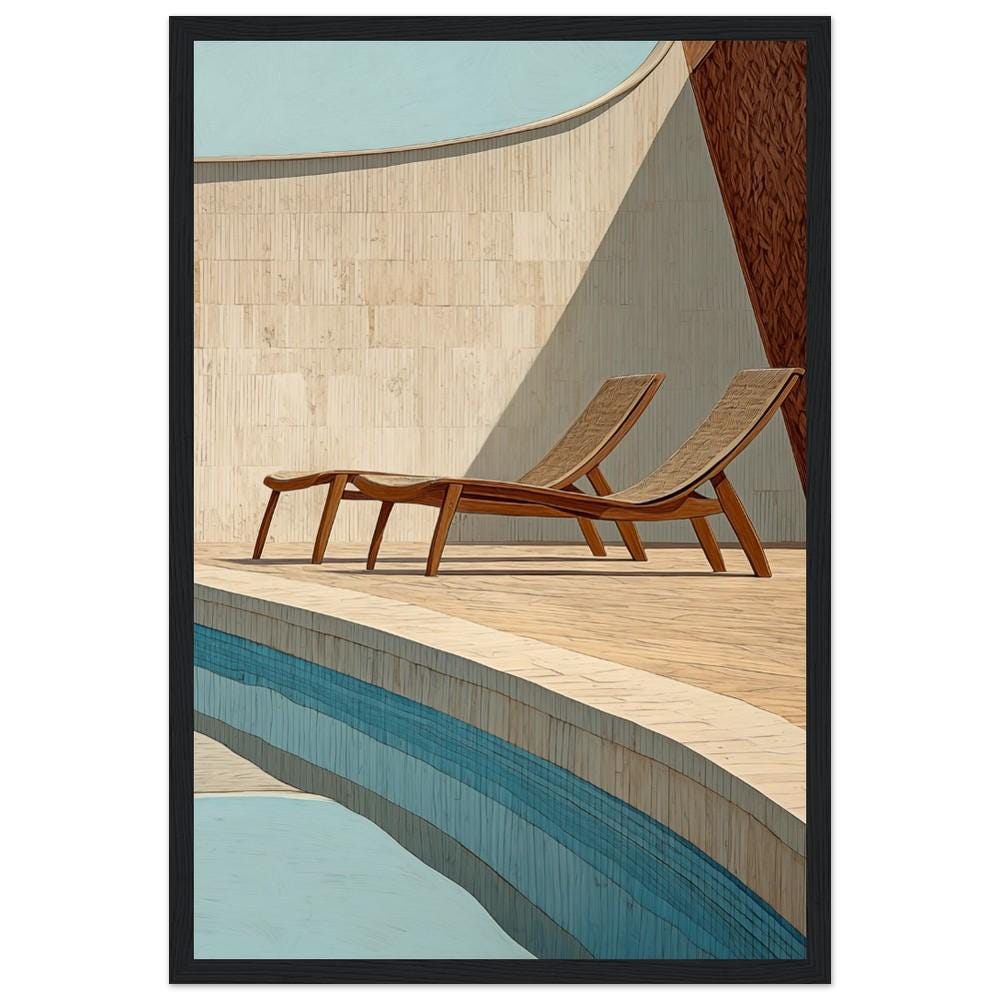 Balinese Architecture Art Print Style 3 | Hiroshi Nagai Inspired | Beige and Brown | Boho Bali Style | Tropical Minimalism