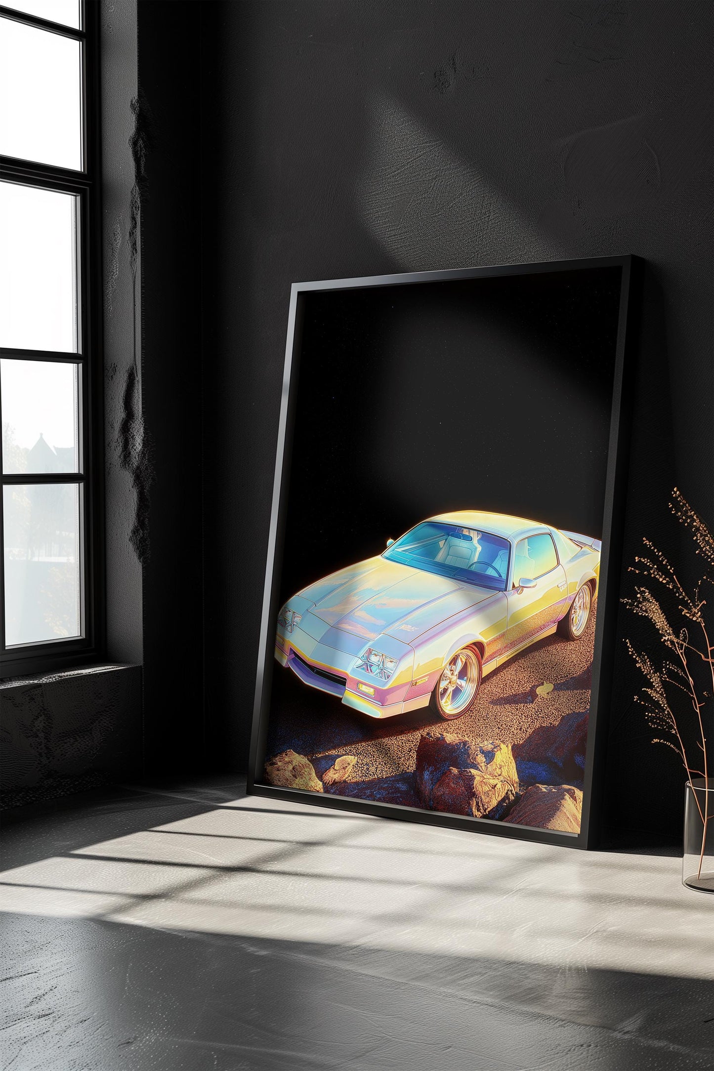 Ethereal Classic Camaro Wall Art - Retro Vintage Style Car Poster - Iconic Muscle Car Art Print for Auto Enthusiasts