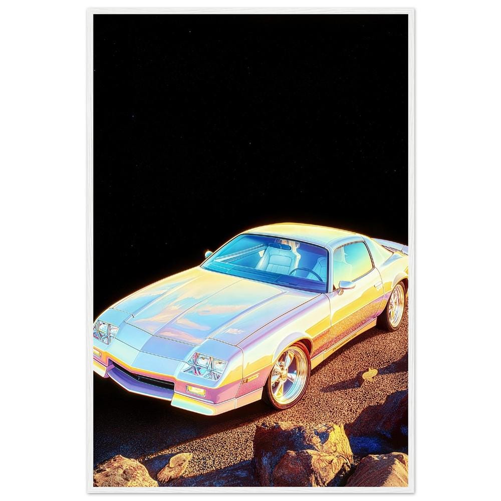 Ethereal Classic Camaro Wall Art - Retro Vintage Style Car Poster - Iconic Muscle Car Art Print for Auto Enthusiasts