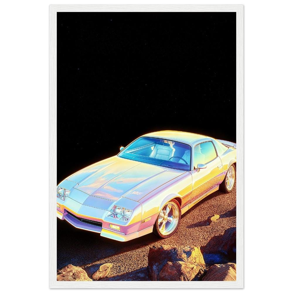 Ethereal Classic Camaro Wall Art - Retro Vintage Style Car Poster - Iconic Muscle Car Art Print for Auto Enthusiasts