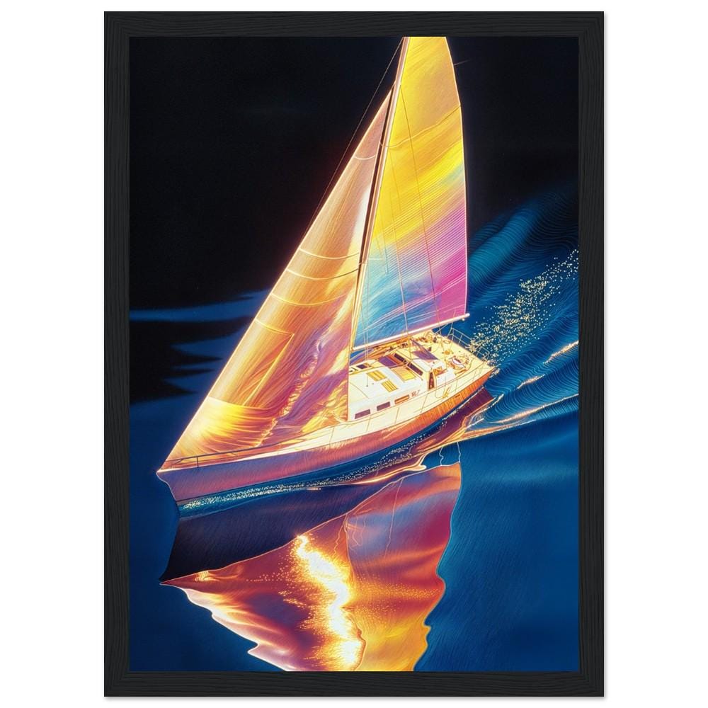 Ethereal Sailboat Wall Art - Hiroshi Nagai Inspired Retro Dreamy Landscape Print - Serene Nautical Decor for Coastal Lovers