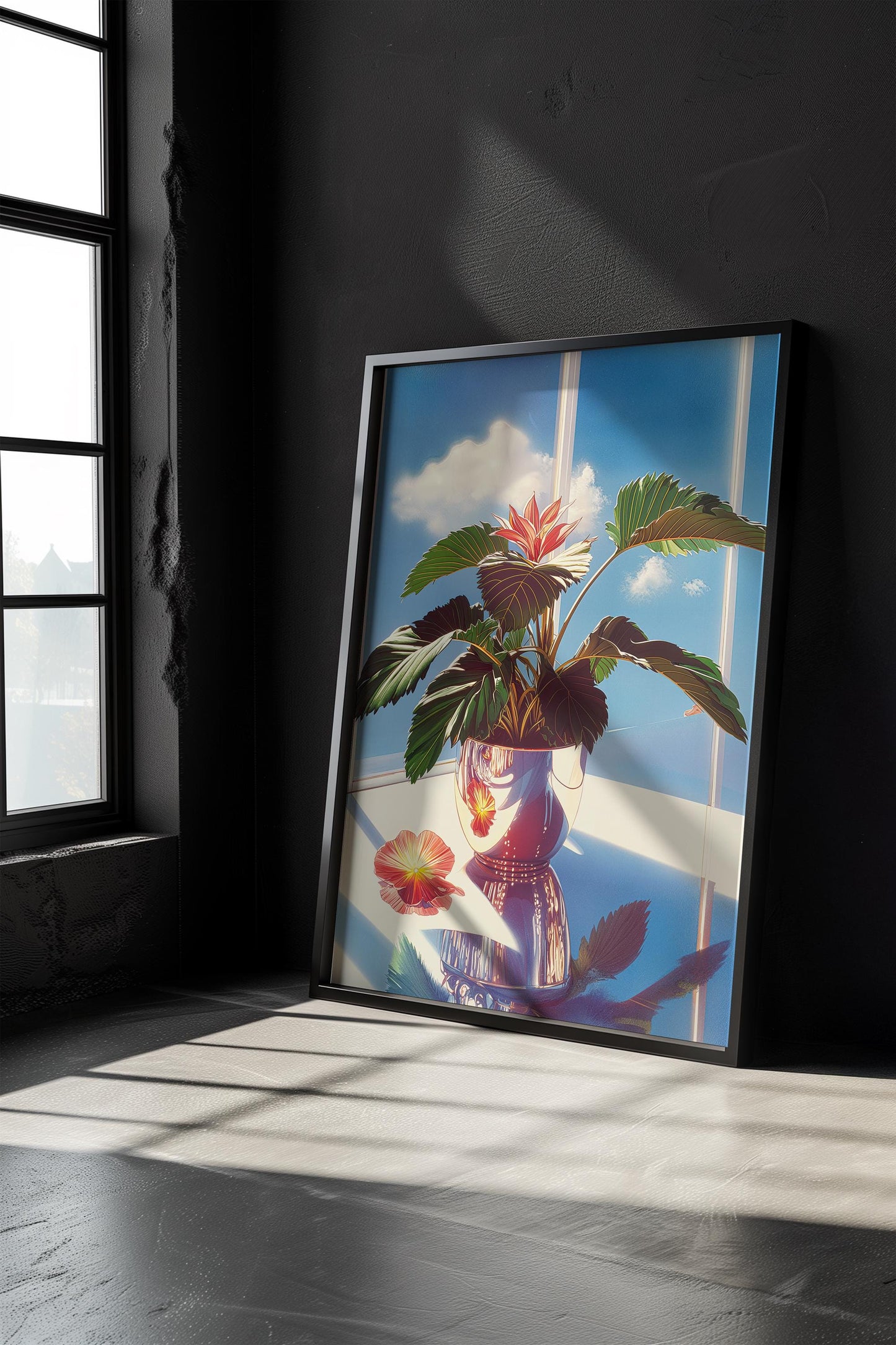 Ethereal Hibiscus Flower Art - Hiroshi Nagai Inspired Reflections Painting - Dreamy Tropical Wall Print for Nature Lovers