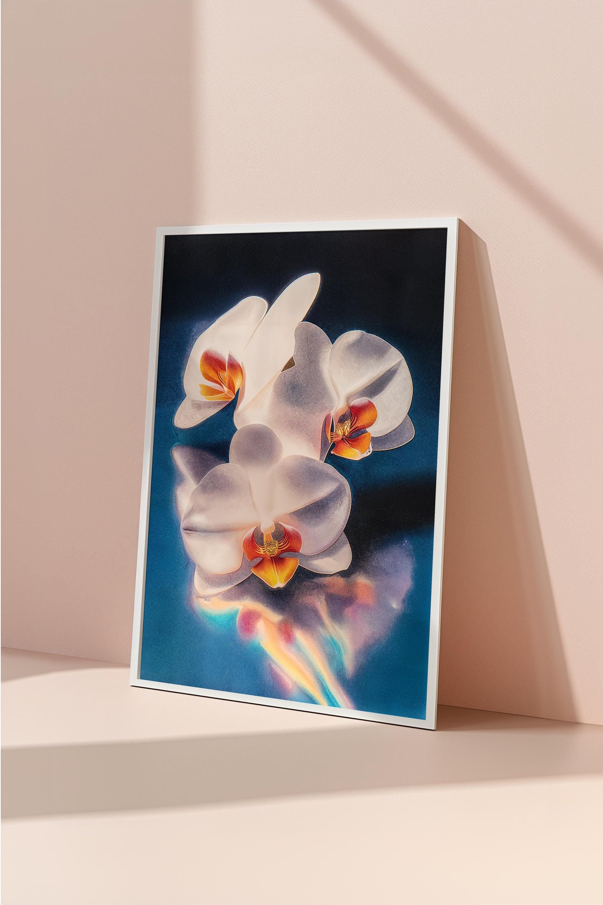 Ethereal Orchid Flower Art - Dreamy Reflections Wall Print - Serene Floral Decor for Nature and Minimalist Lovers