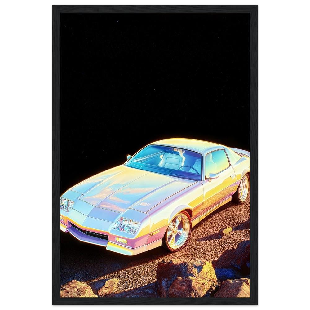 Ethereal Classic Camaro Wall Art - Retro Vintage Style Car Poster - Iconic Muscle Car Art Print for Auto Enthusiasts