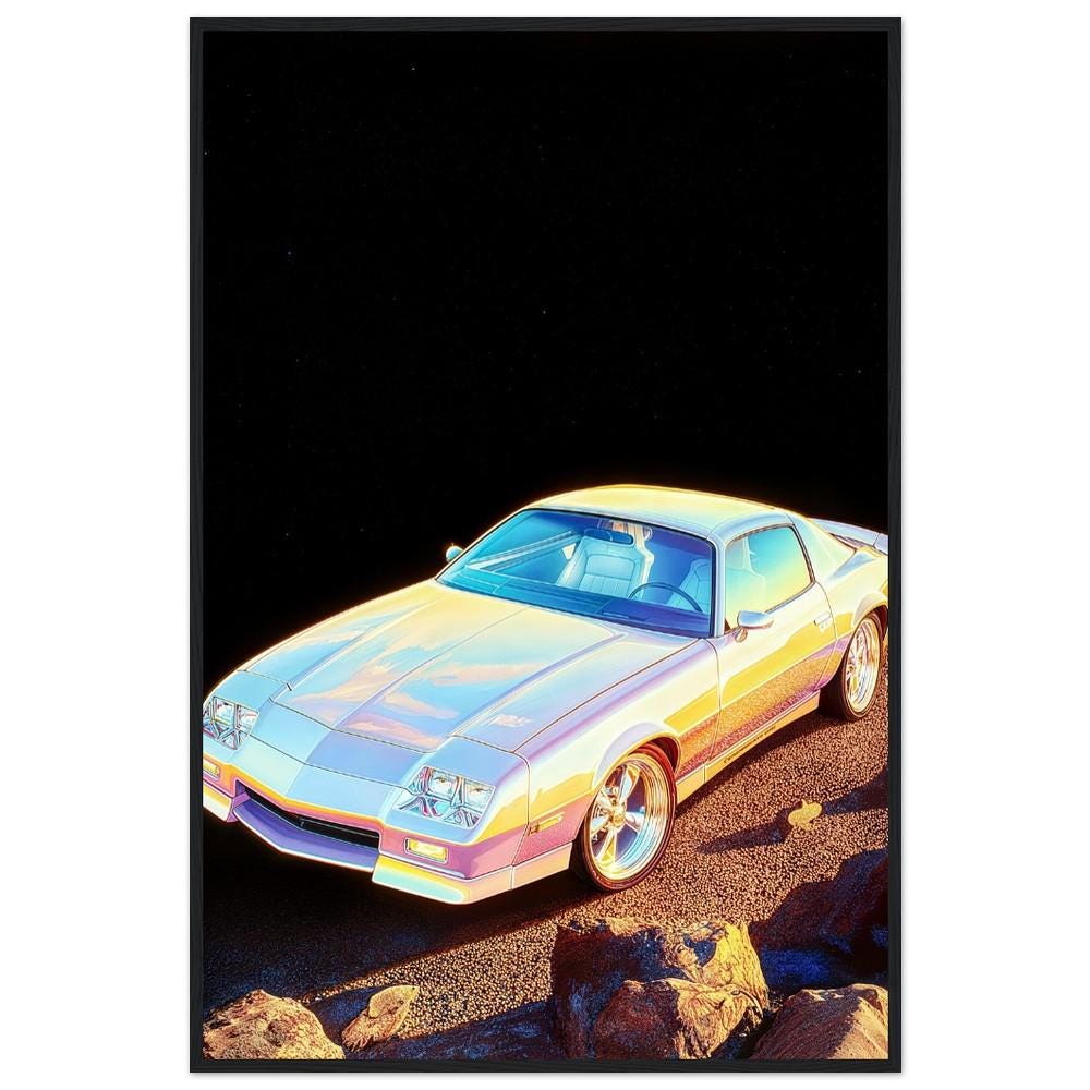 Ethereal Classic Camaro Wall Art - Retro Vintage Style Car Poster - Iconic Muscle Car Art Print for Auto Enthusiasts