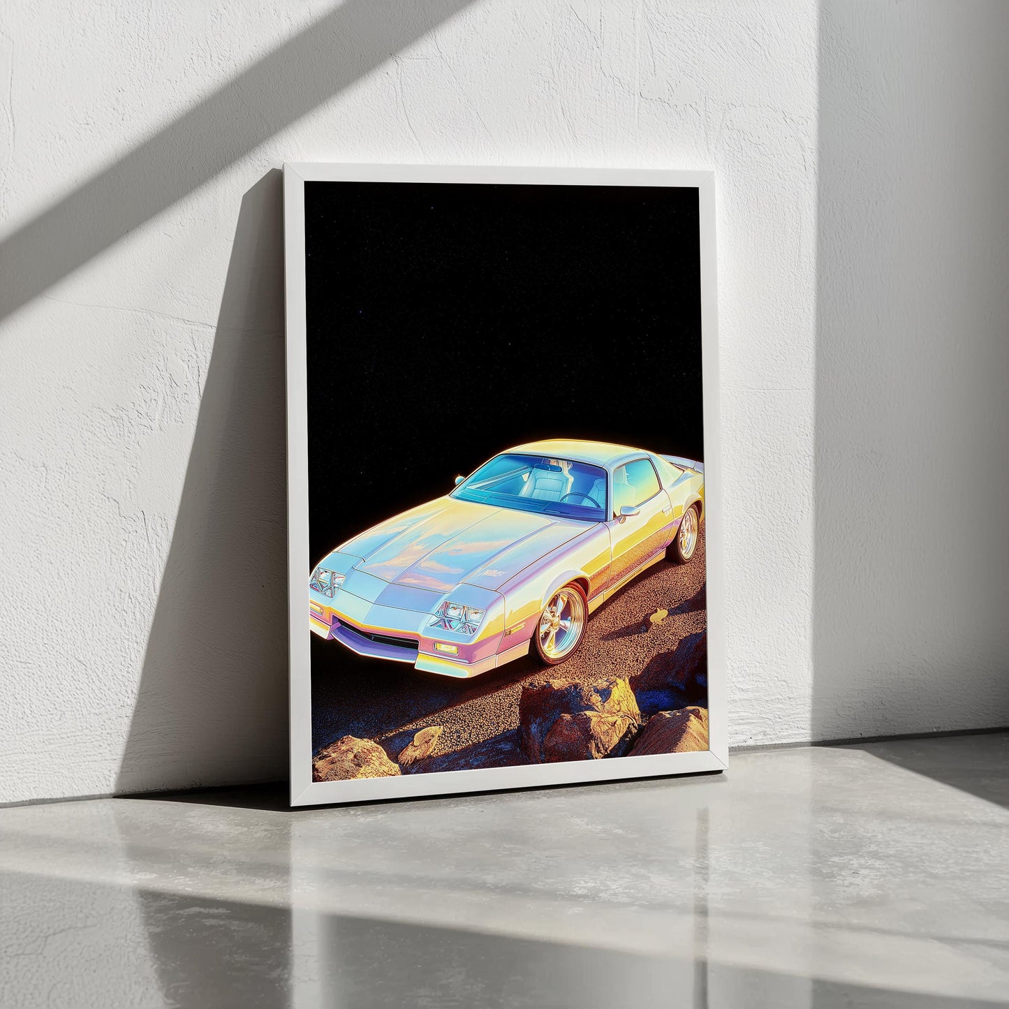 Ethereal Classic Camaro Wall Art - Retro Vintage Style Car Poster - Iconic Muscle Car Art Print for Auto Enthusiasts