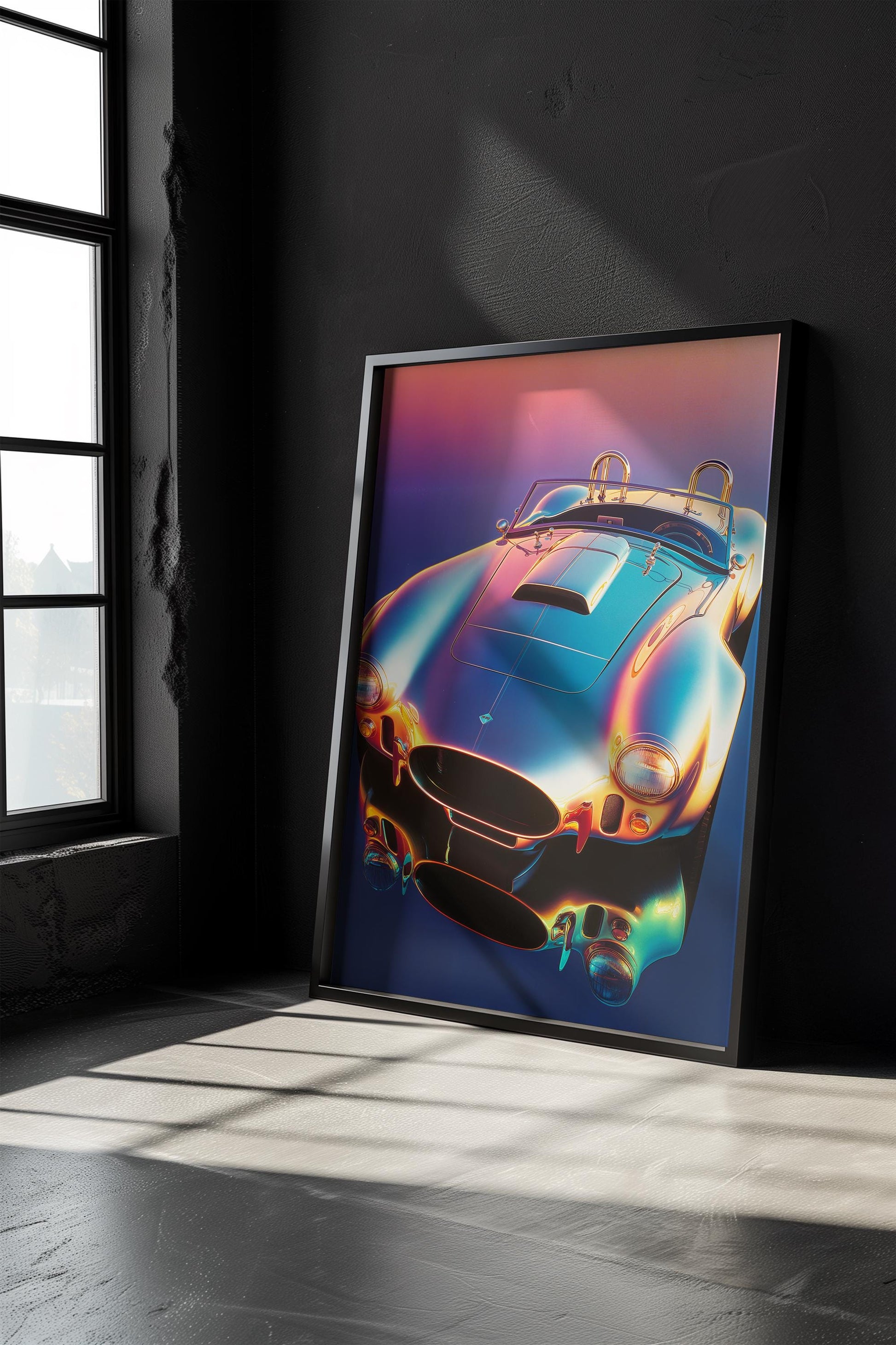 1966 Shelby 427 Cobra Poster - Ethereal Hiroshi Nagai Inspired Void Art - Retro Classic Car Wall Print for Auto Enthusiasts