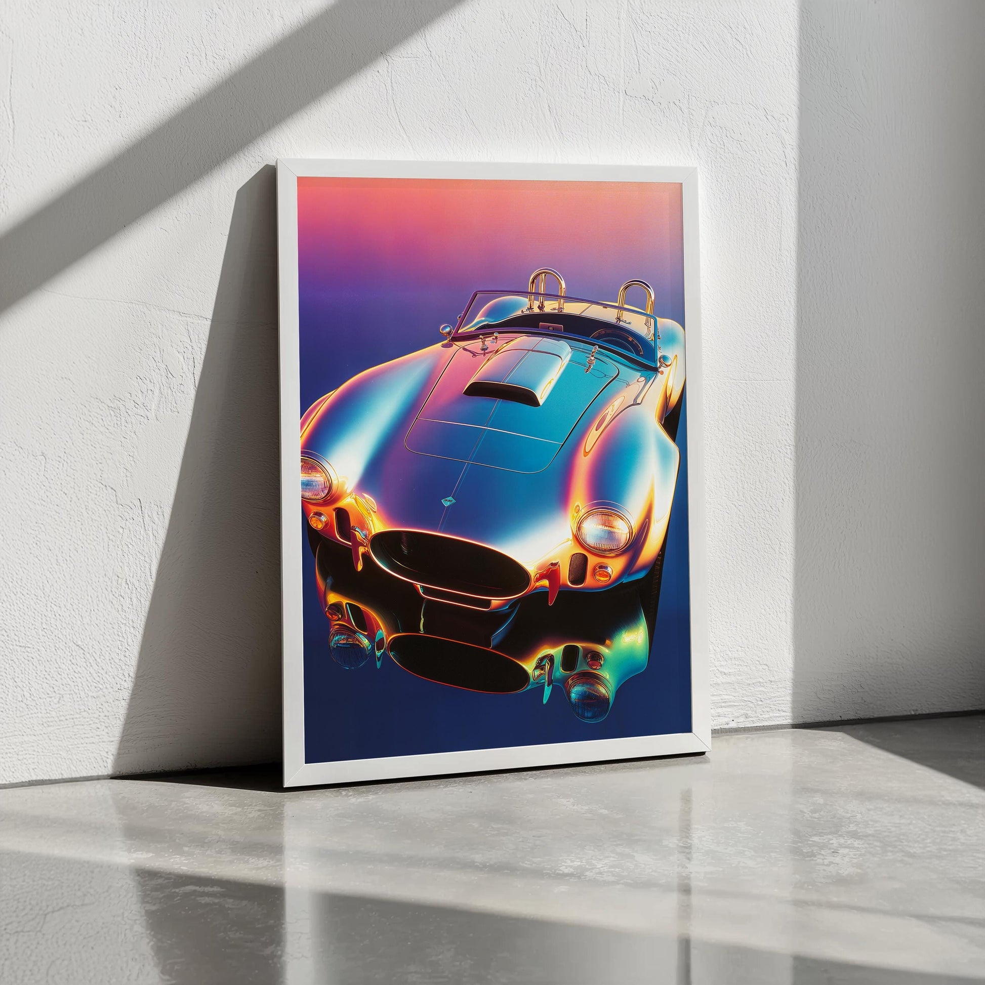 1966 Shelby 427 Cobra Poster - Ethereal Hiroshi Nagai Inspired Void Art - Retro Classic Car Wall Print for Auto Enthusiasts