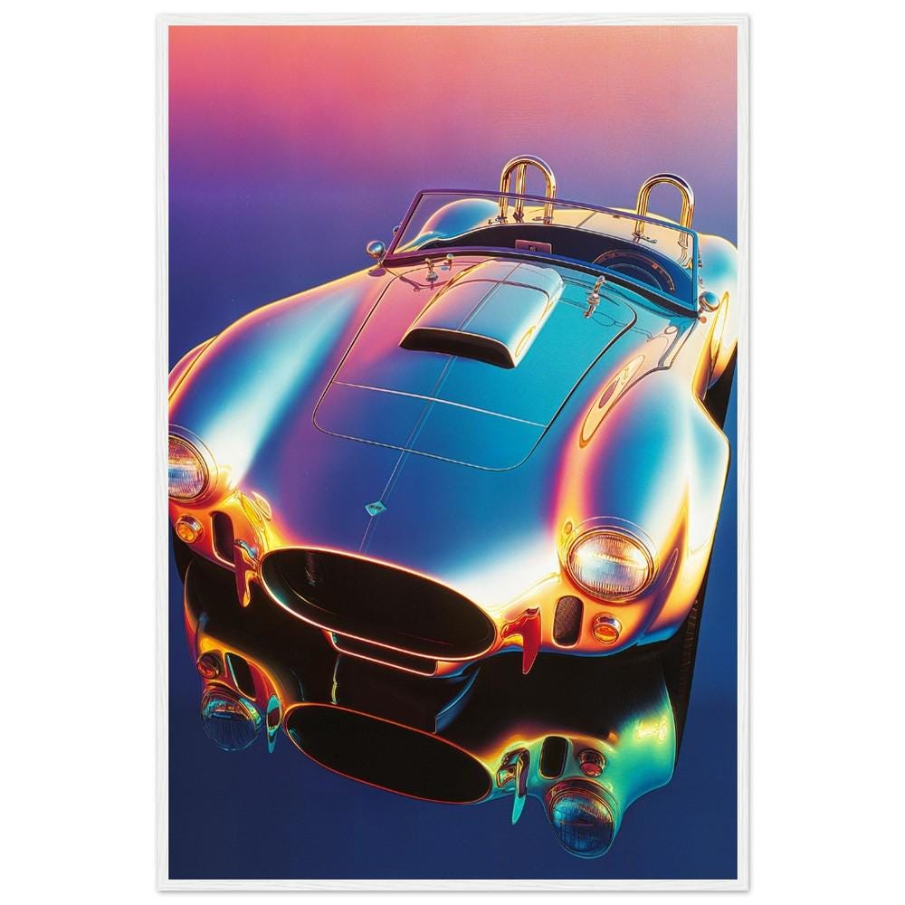 1966 Shelby 427 Cobra Poster - Ethereal Hiroshi Nagai Inspired Void Art - Retro Classic Car Wall Print for Auto Enthusiasts