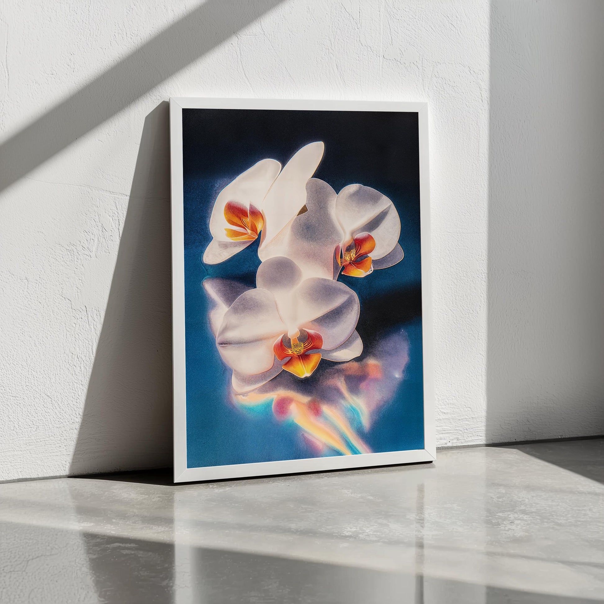 Ethereal Orchid Flower Art - Dreamy Reflections Wall Print - Serene Floral Decor for Nature and Minimalist Lovers