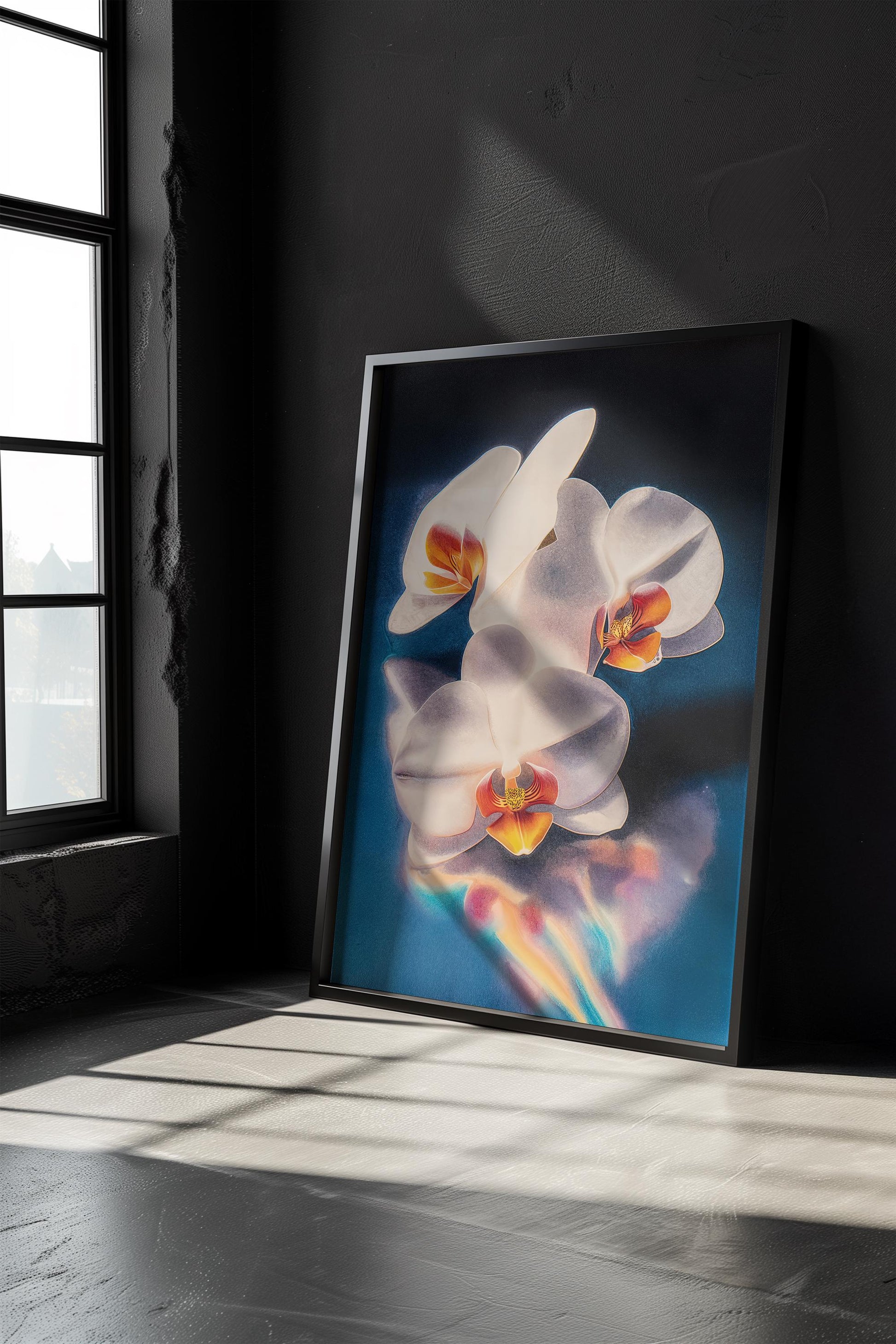 Ethereal Orchid Flower Art - Dreamy Reflections Wall Print - Serene Floral Decor for Nature and Minimalist Lovers