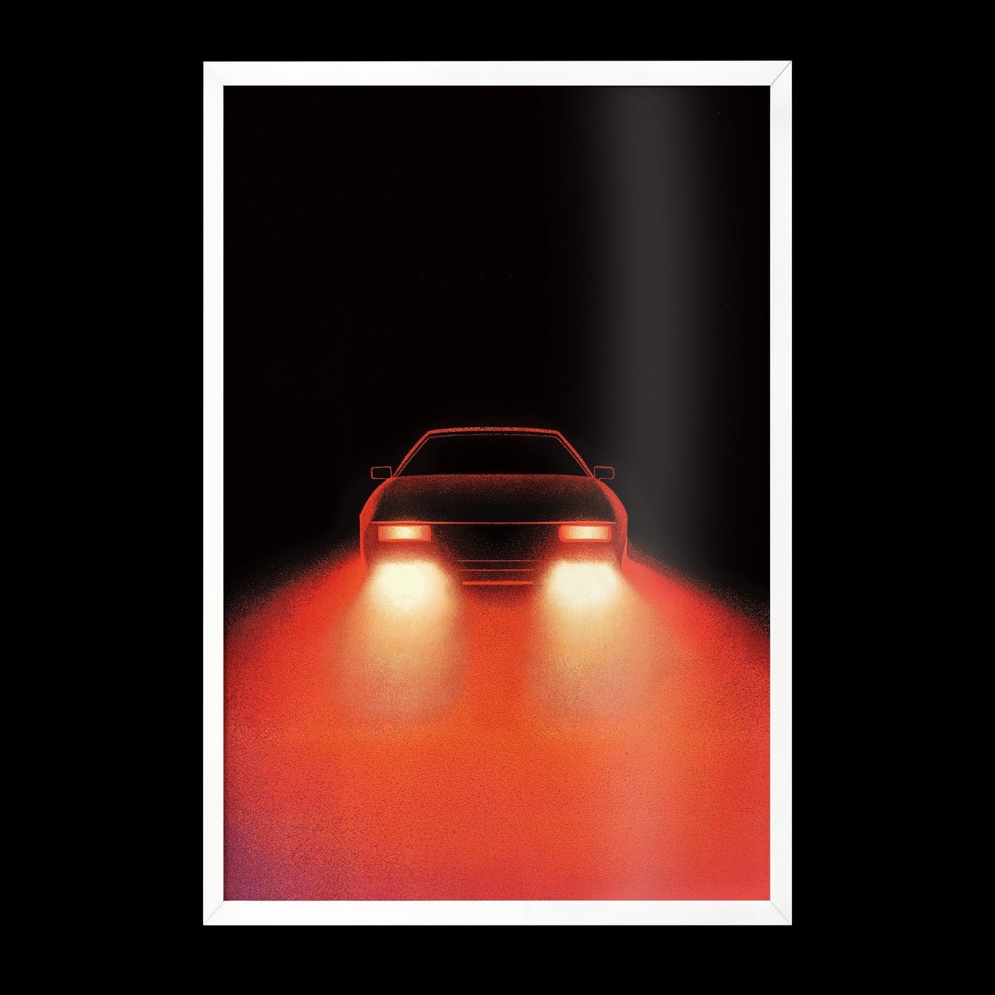 Retro Futuristic Car Lights Poster - Minimalist Night Drive Art - Semi-Gloss Wall Print for Cyberpunk and Vaporwave Decor