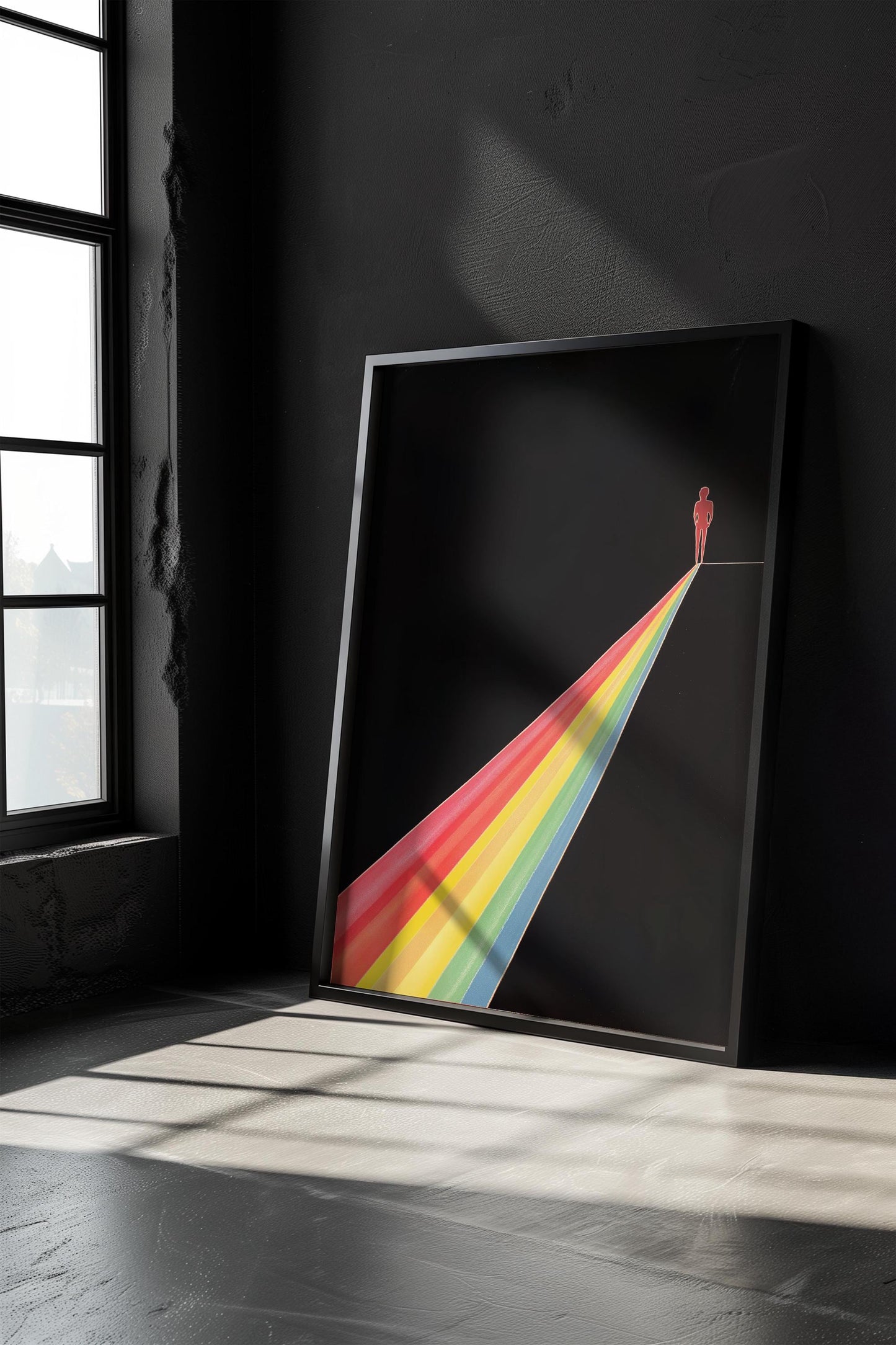 Abstract Rainbow Path Art - Futuristic Minimalist Poster - Semi-Gloss Wall Print with Ethereal Modern Aesthetic