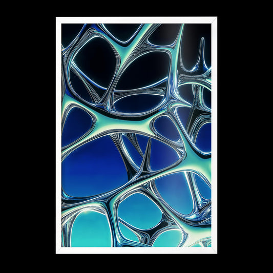 Abstract Glass Web Art - Futuristic Minimalist Poster - Semi-Gloss Wall Print with Vibrant Blue Aesthetic