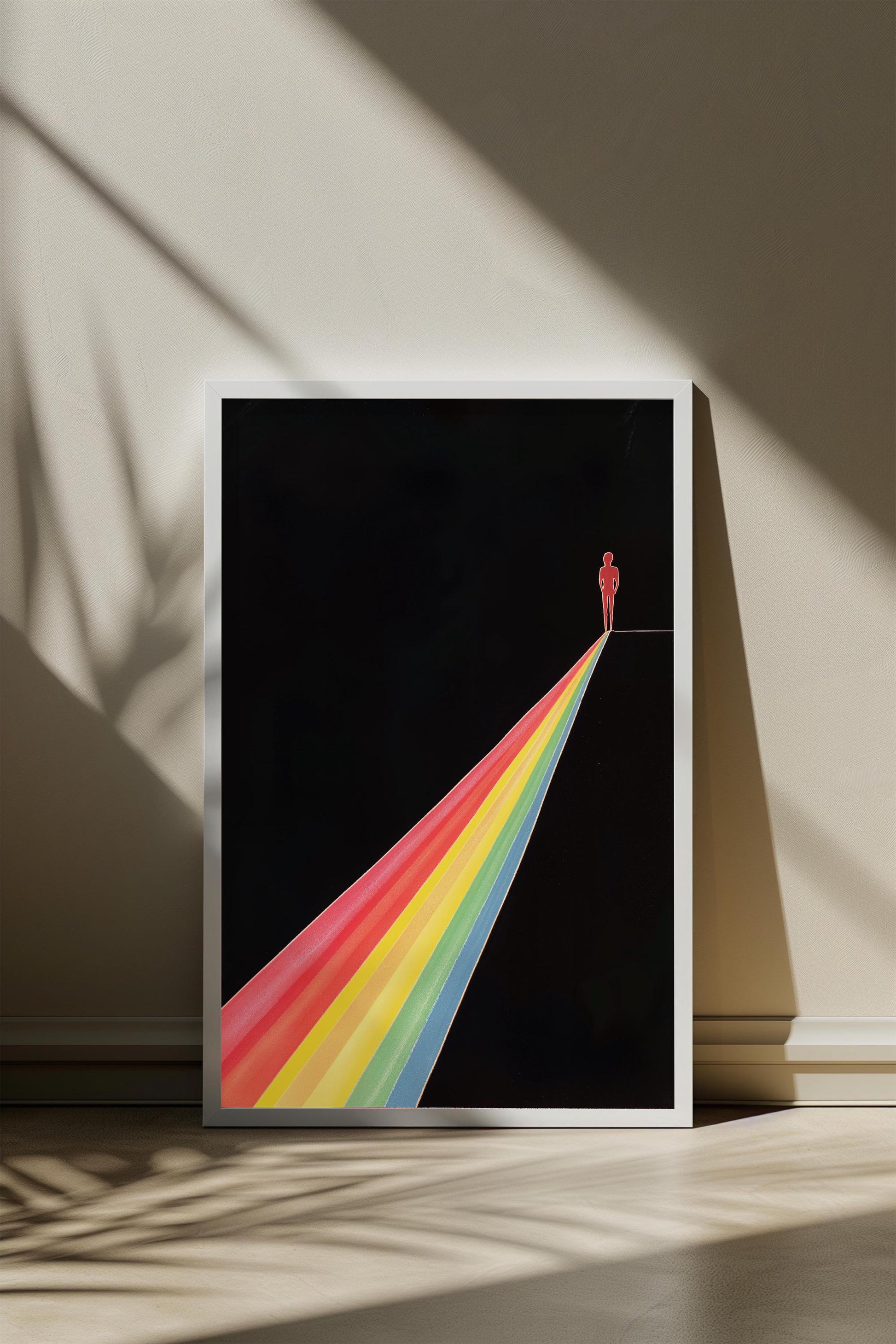 Abstract Rainbow Path Art - Futuristic Minimalist Poster - Semi-Gloss Wall Print with Ethereal Modern Aesthetic