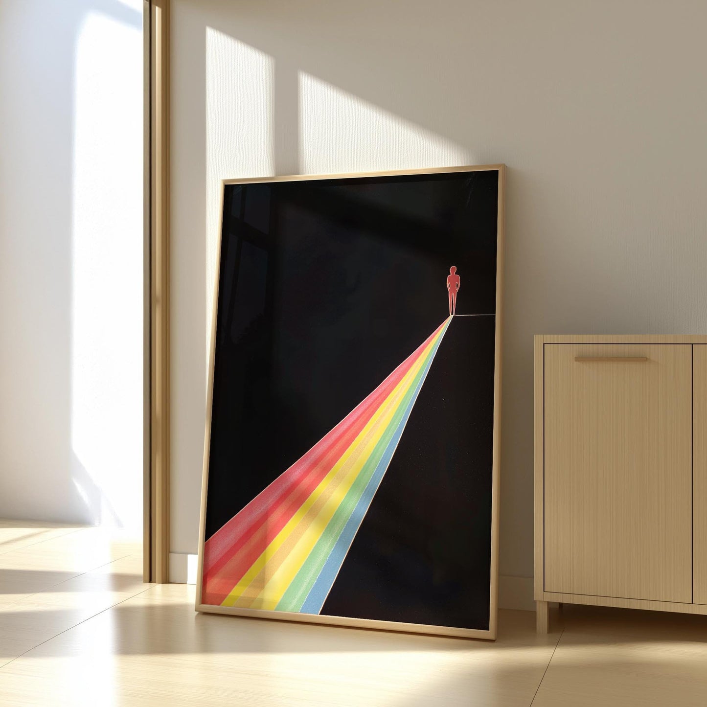 Abstract Rainbow Path Art - Futuristic Minimalist Poster - Semi-Gloss Wall Print with Ethereal Modern Aesthetic